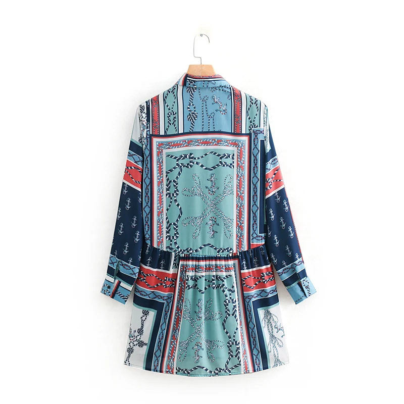 Женское платье трапеция с длинным рукавом Wonder Spring винтажное мини принтом в виде