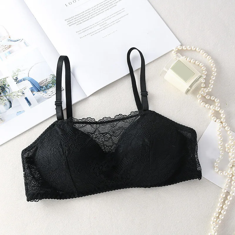 2020 Summer New No Steel Ring Gathers Anti-lighting Small Chest Tube Beauty Back Top Lace Stitching Solid Color Camisole | Женская