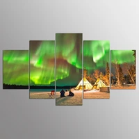 canvas painting wall art home decor unframed 5 pieces aurora tent beach for living room modern hd print abstract landscape