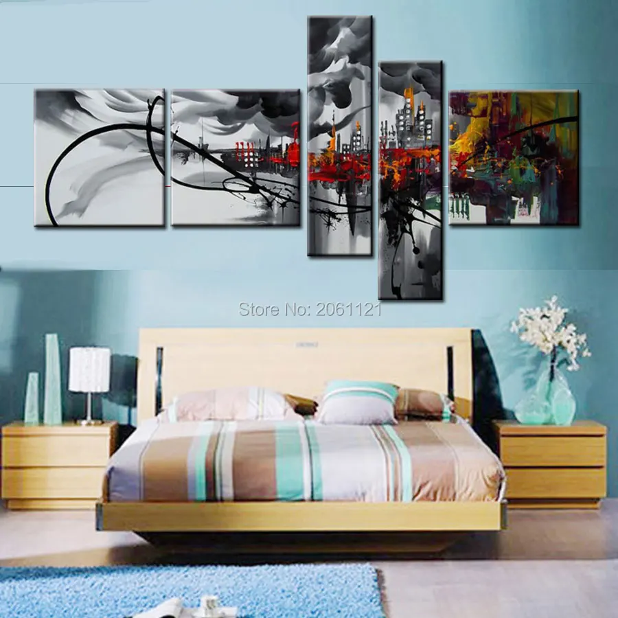 Абстрактная Картина на холсте абстрактная картина маслом Черный Серый Настенный