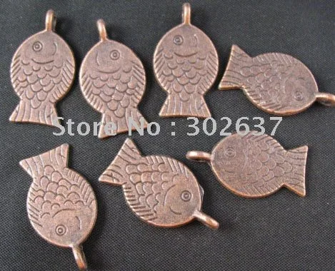 

FREE SHIPPING 90pcs Antiqued copper flat crafted fish charms A325C