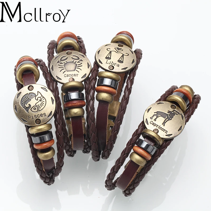 Мужской и женский кожаный браслет Mcllroy Стильный винтажный с изображением