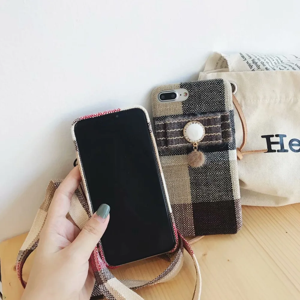 Клетчатая фланелевая Фабричный горный хрусталь чехол для телефона iPhone XS MAX XR Apple X