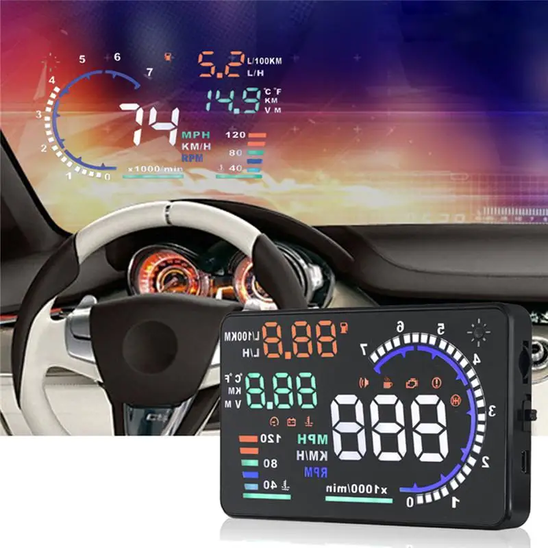 Универсальный A8 5 дюймов Автомобильный HUD Дисплей OBDII Предупреждение скорости