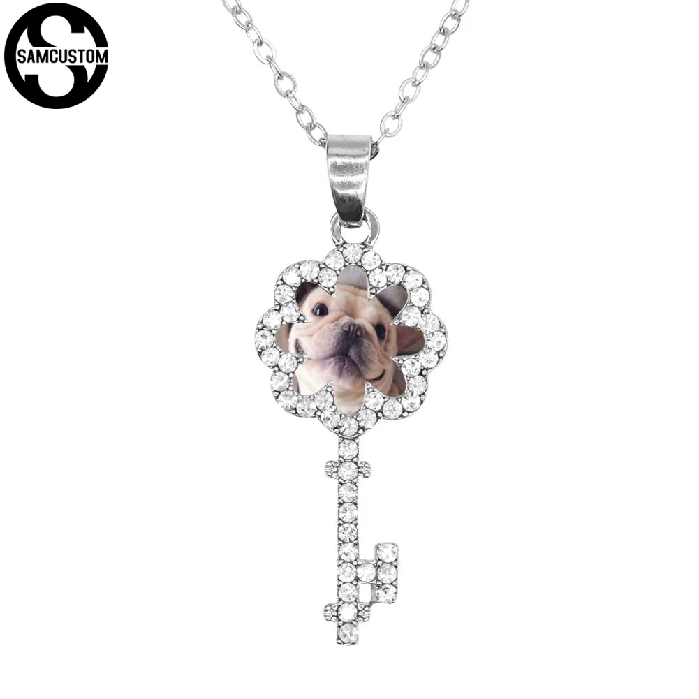 Samcustom Цепочки и ожерелья настройки ключ из нержавеющей Французский бульдог сна 3D