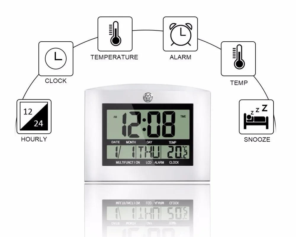 Большой номер большие LCD Цифровые настенные часы с температурным столом