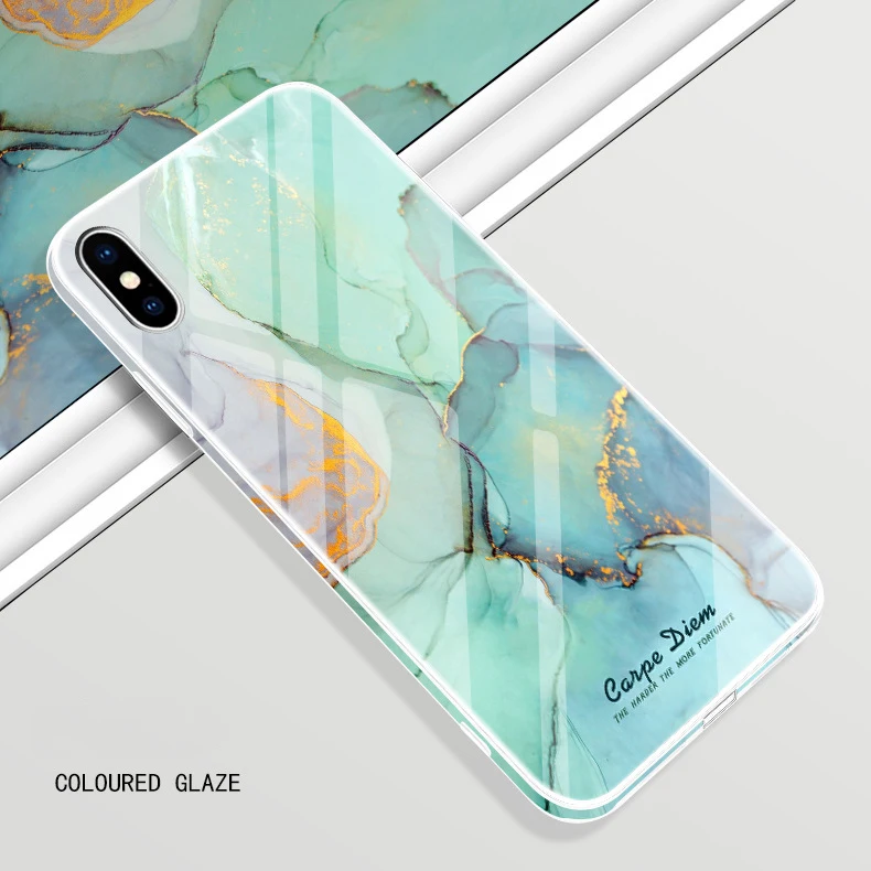 Для iPhone XS Max XS 10S XR X 8 7 6 6S Plus чехол HD Фруктовый Цветочный цветной боковой Чехол из закаленного стекла для Apple X S R 8 7+ бампер