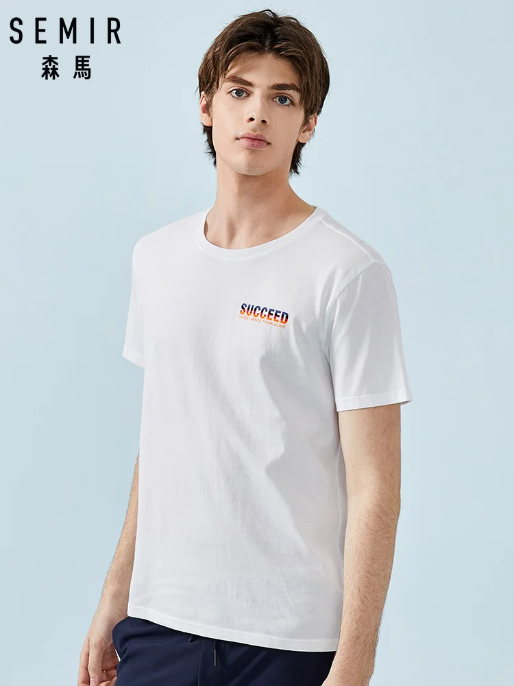SEMIR Мужская Однотонная футболка мужская с круглым вырезом футболки и топы Блузы