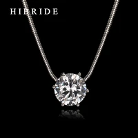hibride fashion round crystal slide pendant necklace silver color jewelry chain necklace for mothers gits punk style n 55
