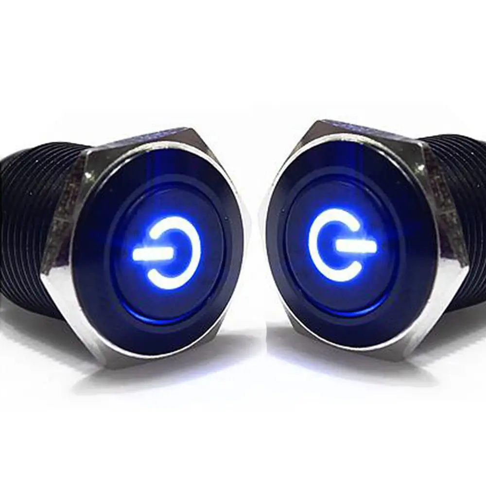 EE поддержка 2 шт цвета светодиодный выключатель света черный металл 16 мм