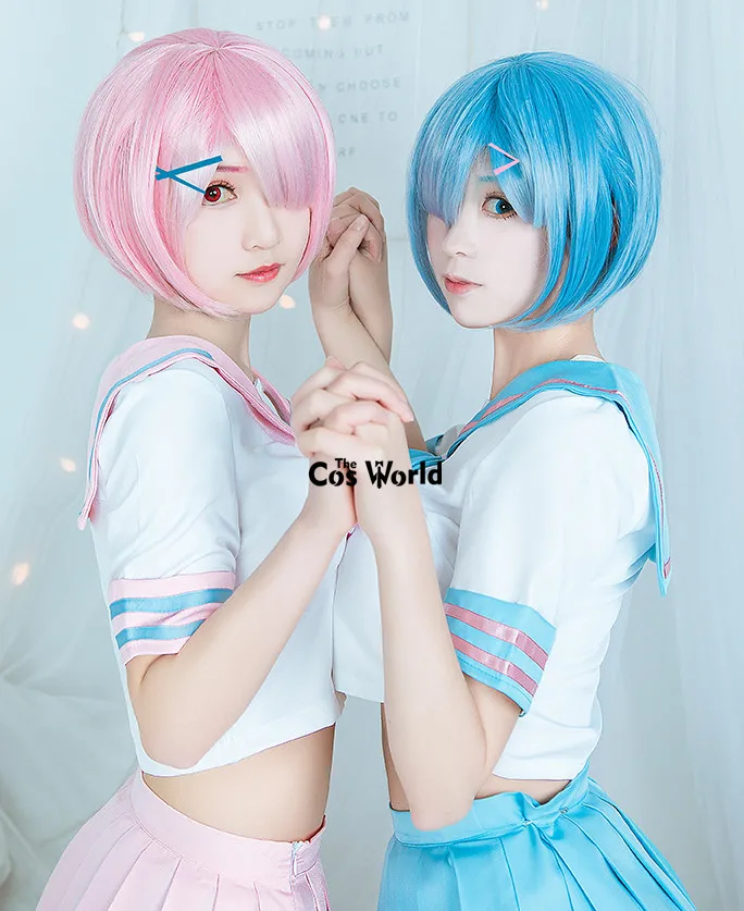 Re Zero Kara Hajimeru Isekai Seikatsu Ram Rem JK школьная форма костюм моряка топ платье наряд Аниме