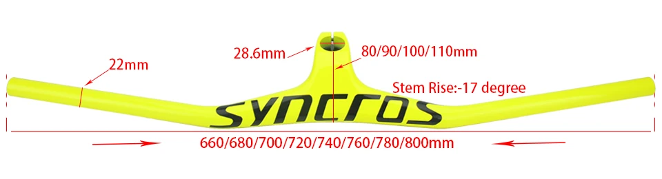 Syn Custom Champion MTB велосипедный руль/Riser-17 градусов однообразный Интегрированный руль 3K Глянец или матовое карбоновое волокно Avi
