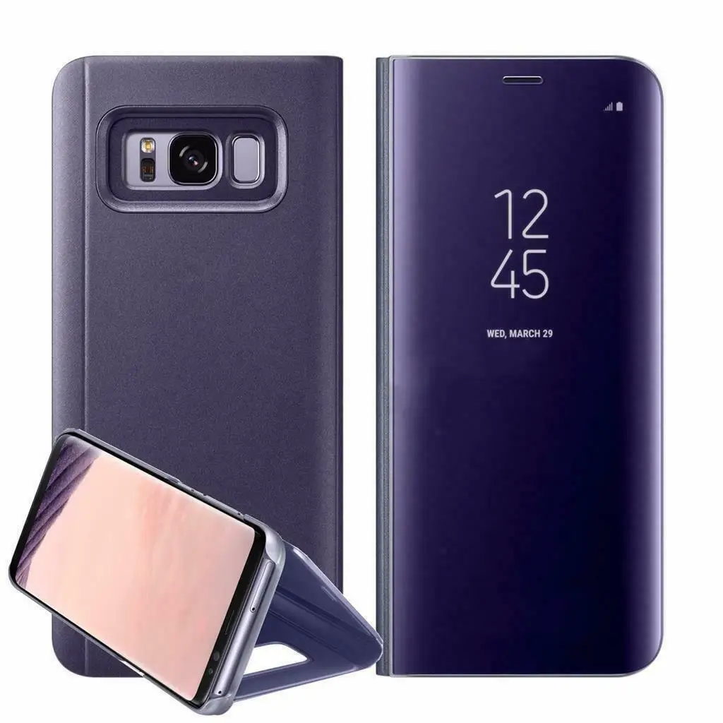 Зеркальный чехол для samsung Galaxy J4 J6 плюс умный кожаный флип-чехол с подставкой для A6 A8 плюс A750 A20 A30 A40 A50 A60 A70