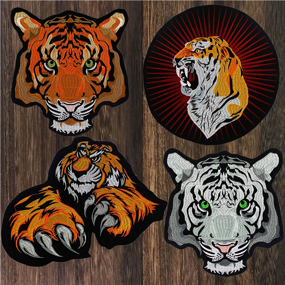 Нашивки с большим тигром для одежды наклейка утюгом футболки джинсов нашивка