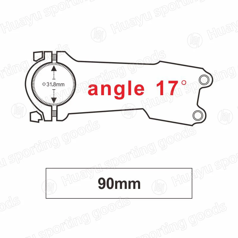 17 angle x 90mm Велосипедный стержень из углеродного волокна для велосипеда, стояк для велосипеда MTB дорожный велосипед 31,8 мм угол 6/17 Bicicleta Tallo Bicicleta potencia - Цвет: 17 angle x 90mm