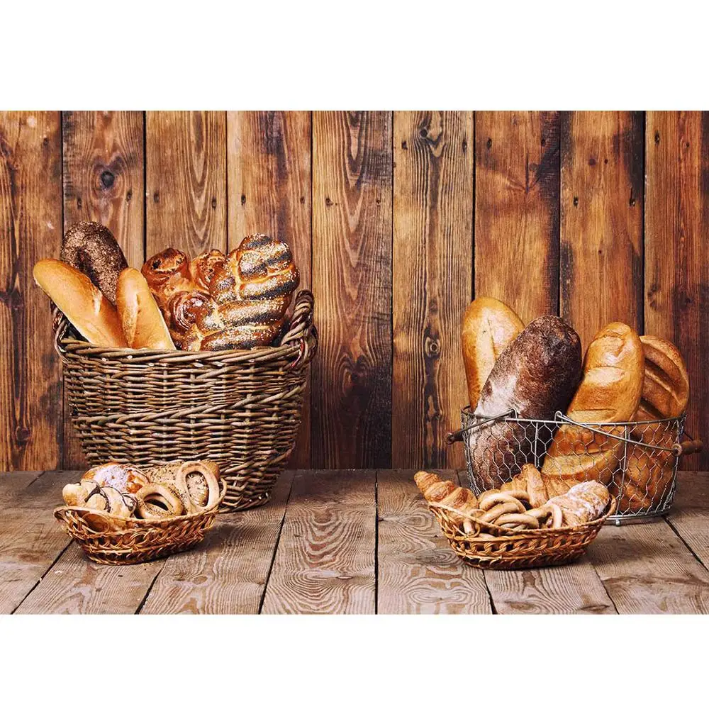 Хлеб с изображением деревянной стены пола виниловые фоны для фотографии