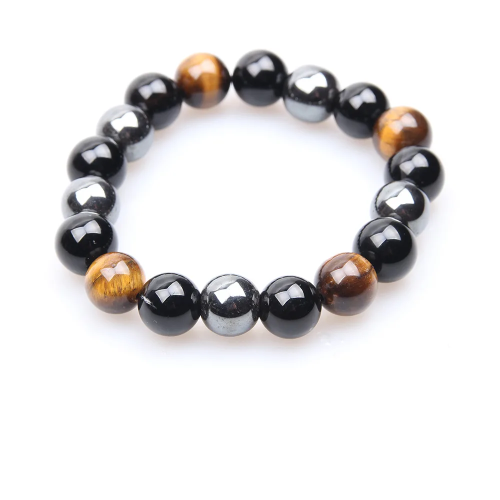 10mm Tiger Eye Stone Bracelets Bangles Classic Hematite Black Obsidian Beads Natural Stones Charm Bead Bracelet Women Men | Украшения и