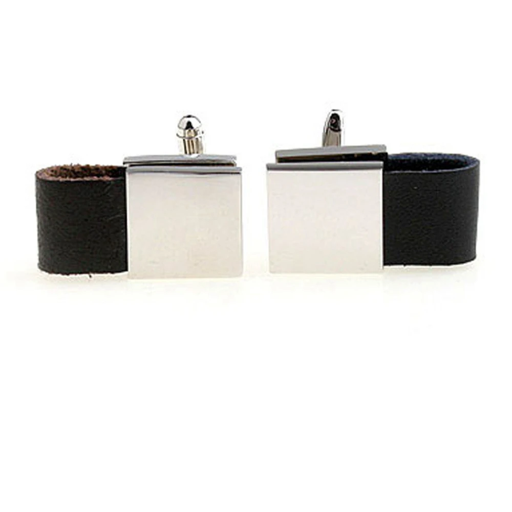 C013 High End Leather Chain Cufflinks for Mens French Shirt Cuff bottons Black links Fashion Brand Men Jewelry Gift | Украшения и