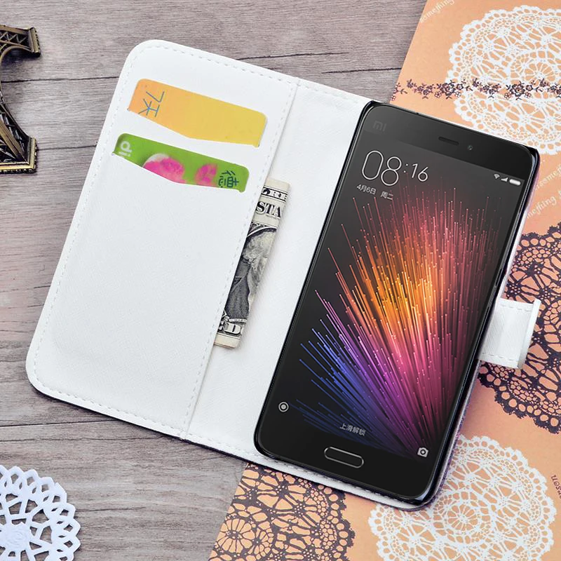 Роскошный кошелек кожаный чехол Обложка для сяо Mi 5 откидная крышка мультфильм