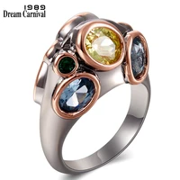 dreamcarnival1989 special upright design women rings double side big zircons wedding engagement jewelry differnent look wa11706