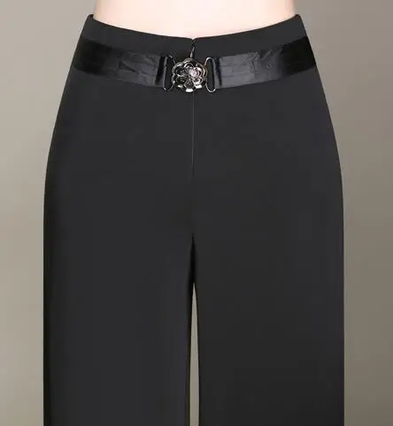 Wide leg pants for women plus size black high waist sashes new fashion full length spring autumn OL trousers female sy50804