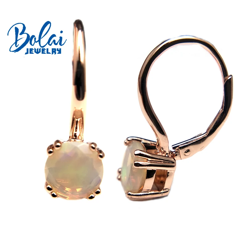 Bolaijewelry новый продукт натуральный опал драгоценный камень застежка серьги