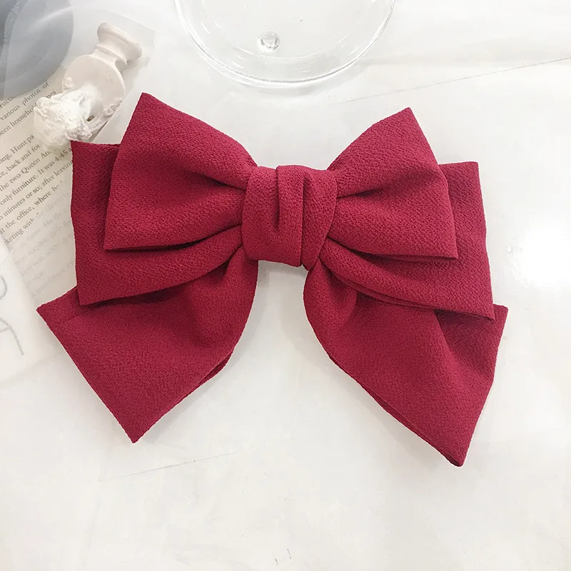 wine red Высококачественные заколки для волос, 3 уровня, большой ободок с большим бантом, однотонные заколки для волос, заколки для волос, Женский хвостик, аксессуары для волос - Цвет: wine red