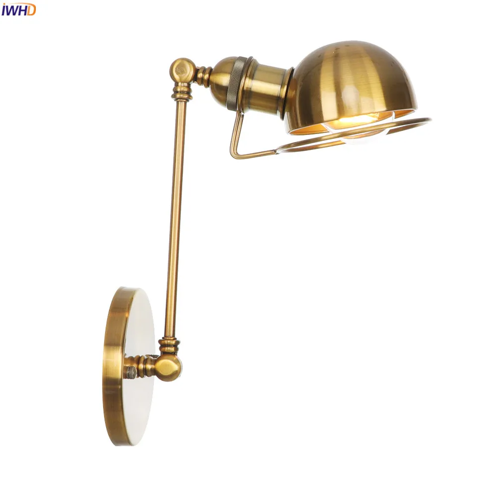 Винтажная Золотая настенная лампа IWHD в стиле лофт светильник для спальни