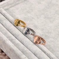 yun ruo new arrival elegant love letter ring for woman 316 l stainless steel jewelry rose gold silver color never fade drop ship
