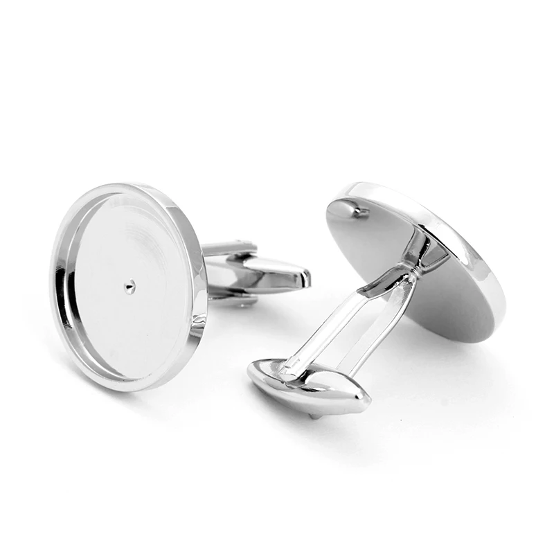 19/21mm  20/22mm  Sliver Color Brass Copper Alloy Cufflinks Mens Round Blank Cufflinks DIY For Six Penny Coin