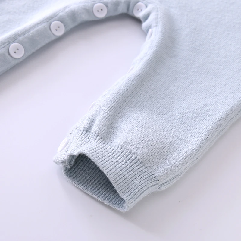 Модная зимняя одежда для маленьких мальчиков синий трикотажный комбинезон с