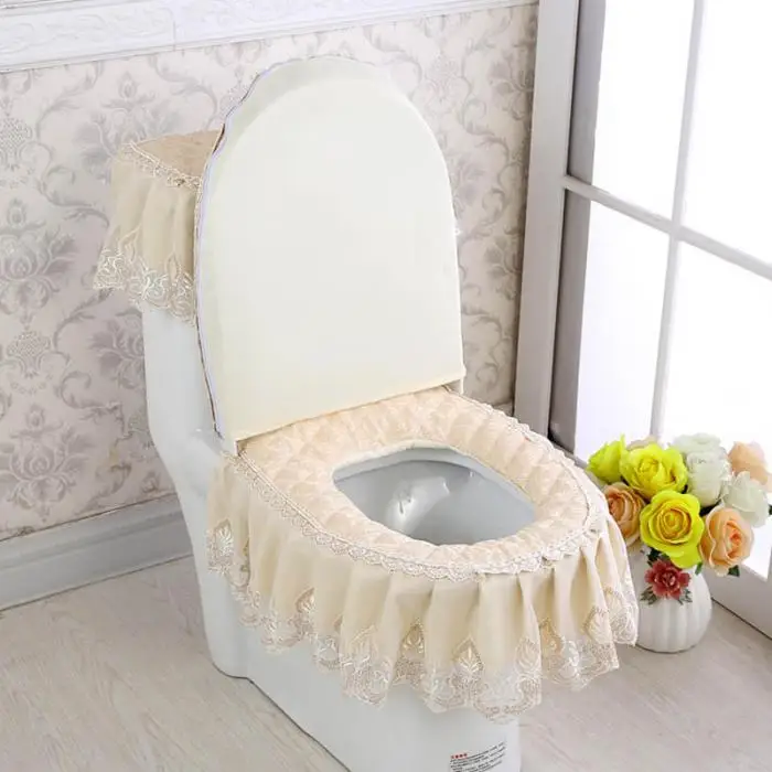 3 шт набор унитаз крышка кружева молния пылезащитный пальто WC прочные декорации коврики YU-Home