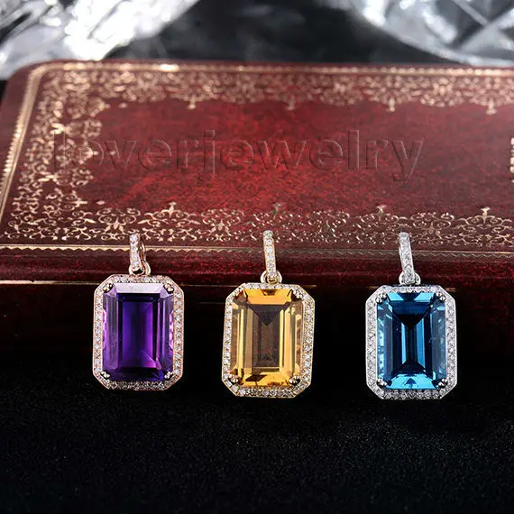 LOVERJEWELRY три вида драгоценных камней винтажная изумрудная огранка 10x14 мм Твердый