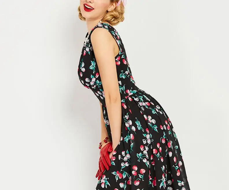 Женское винтажное платье 1950 s Стиль Лето Глубокий v-образный вырез сексуальные