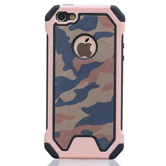 Розовый Военный Камуфляжный зеленый чехол для iPhone X 7 8 6 Plus 5S 6S 5 SE 7Plus 5SE чехол PC Edge Мягкий ТПУ Гибридный защитный чехол - Цвет: Розовый