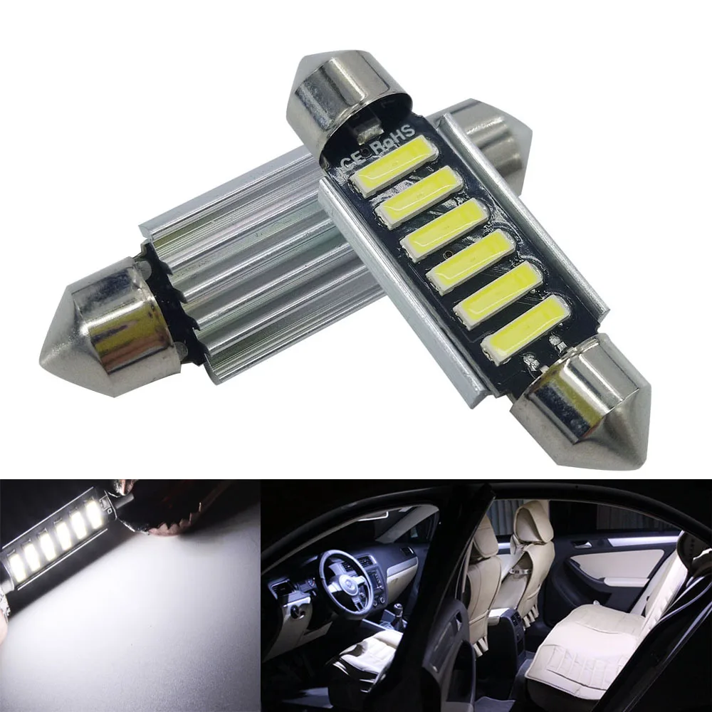100 шт. C5W C10W 31 мм 36 39 41 7020 SMD 6 светодиодный Автомобильный фестон светильник Canbus