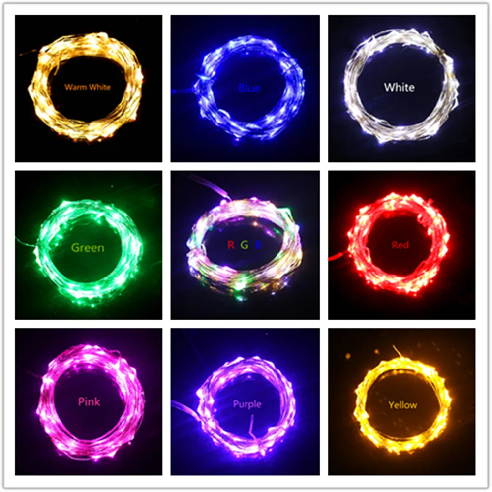 5M 50leds / 10M 100leds Silver Wire Garland USB LED String lights Holiday For Fairy Christmas Wedding Party Decoration