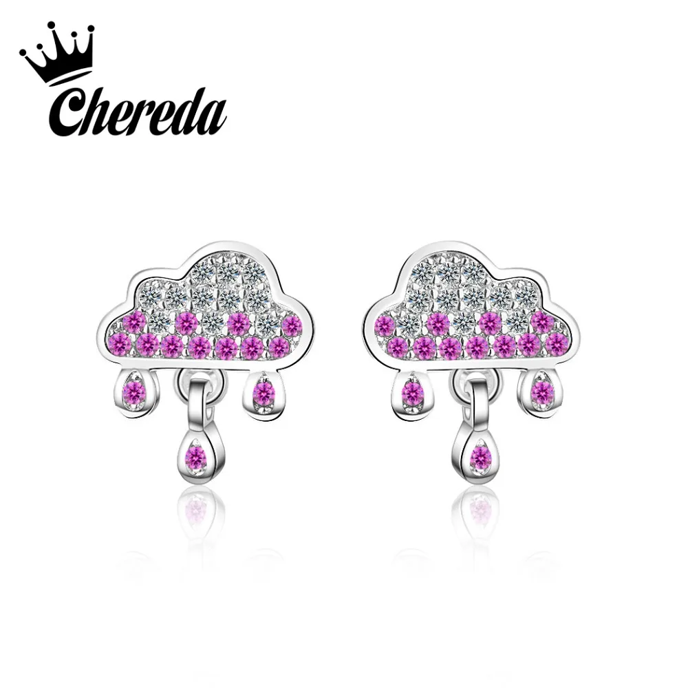 Женские серьги капельки Chereda фиолетовые в форме облаков и дождя рождественский