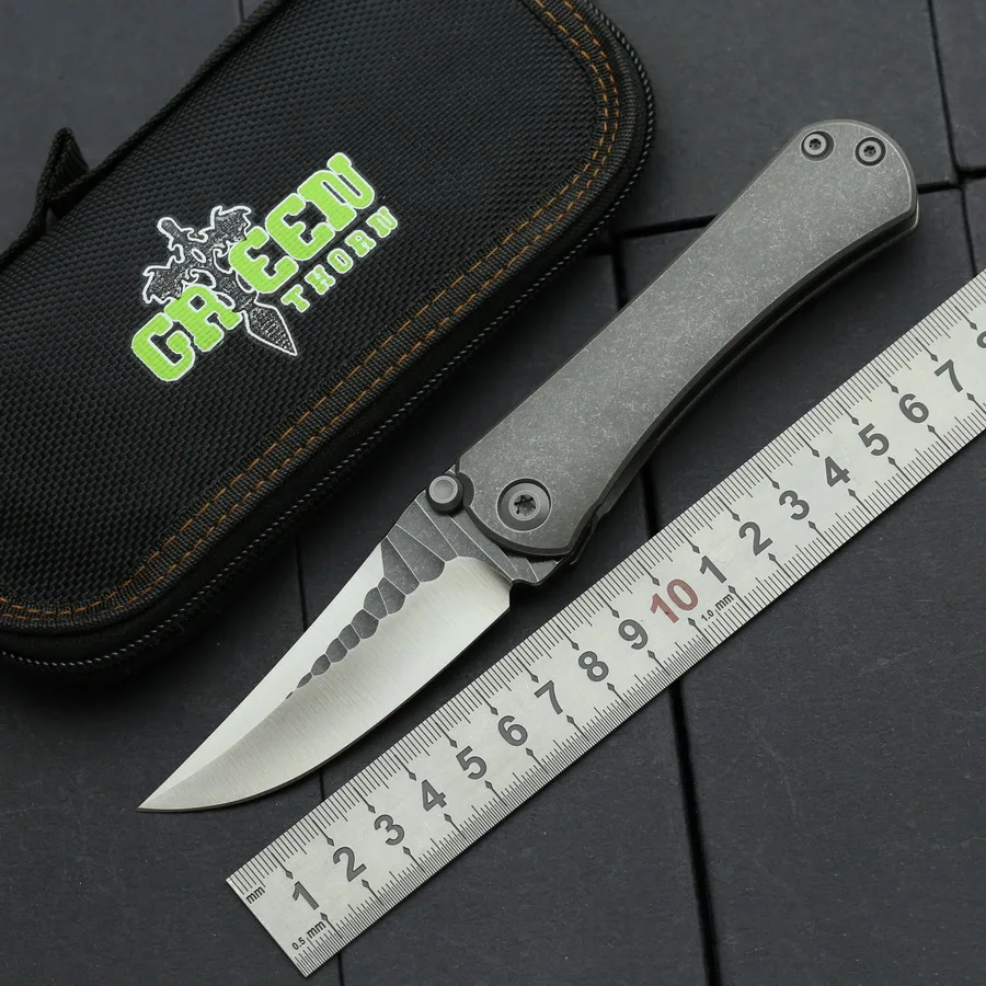 Складной нож Green thorn M390 steel SBSF nudist TC4 титановая ручка походные охотничьи карманные