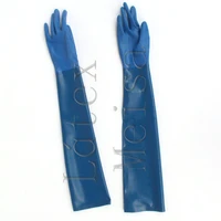 100 natural long five latex gloves fetish in blue color for adults