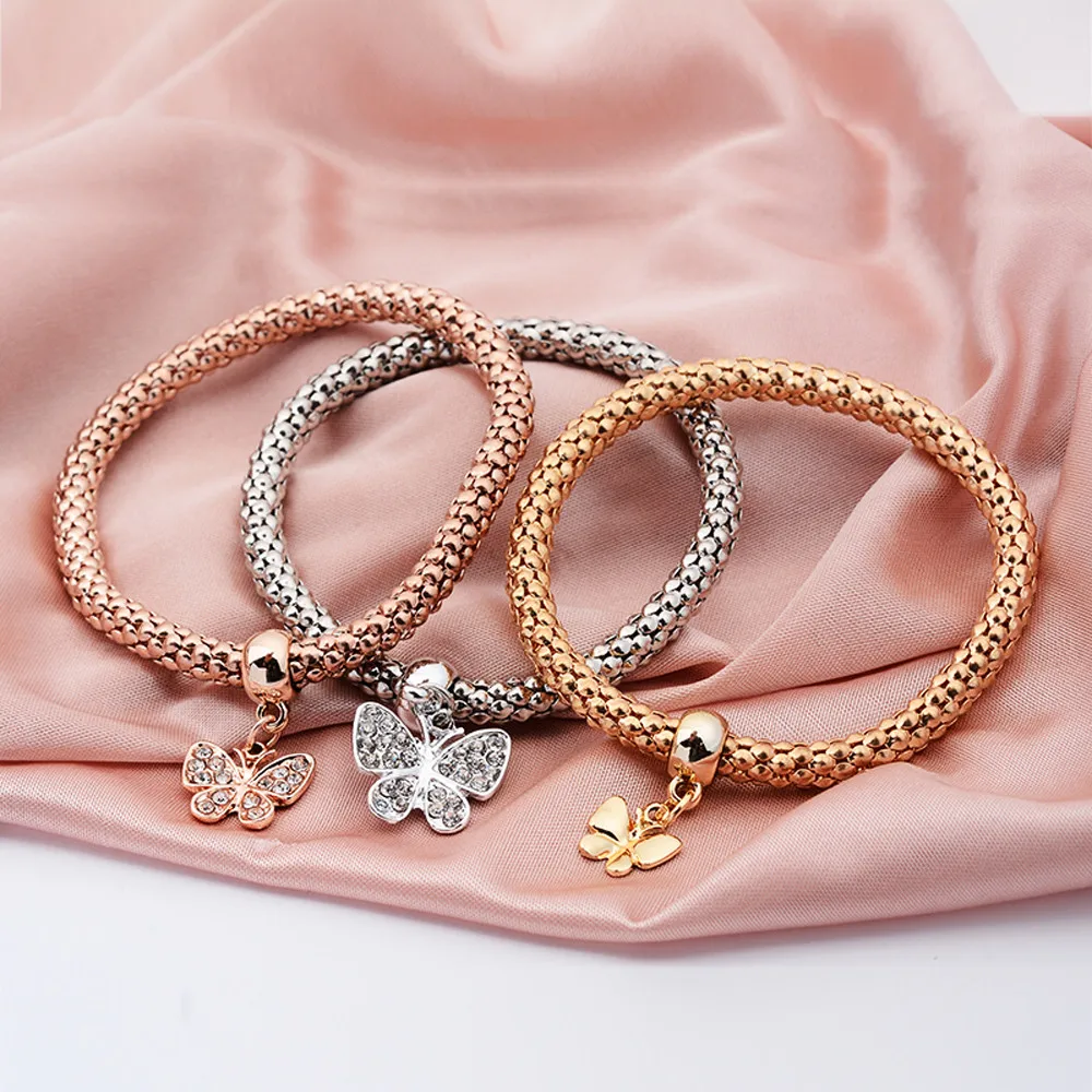 Zerotime# H5 Новая мода 3 шт Женский Pulseiras браслет с подвесками бабочки многослойный браслет Элегантный