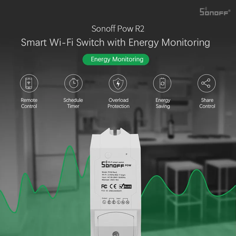 Беспроводной переключатель Sonoff Pow R2 с Wi-Fi для умного дома дистанционным