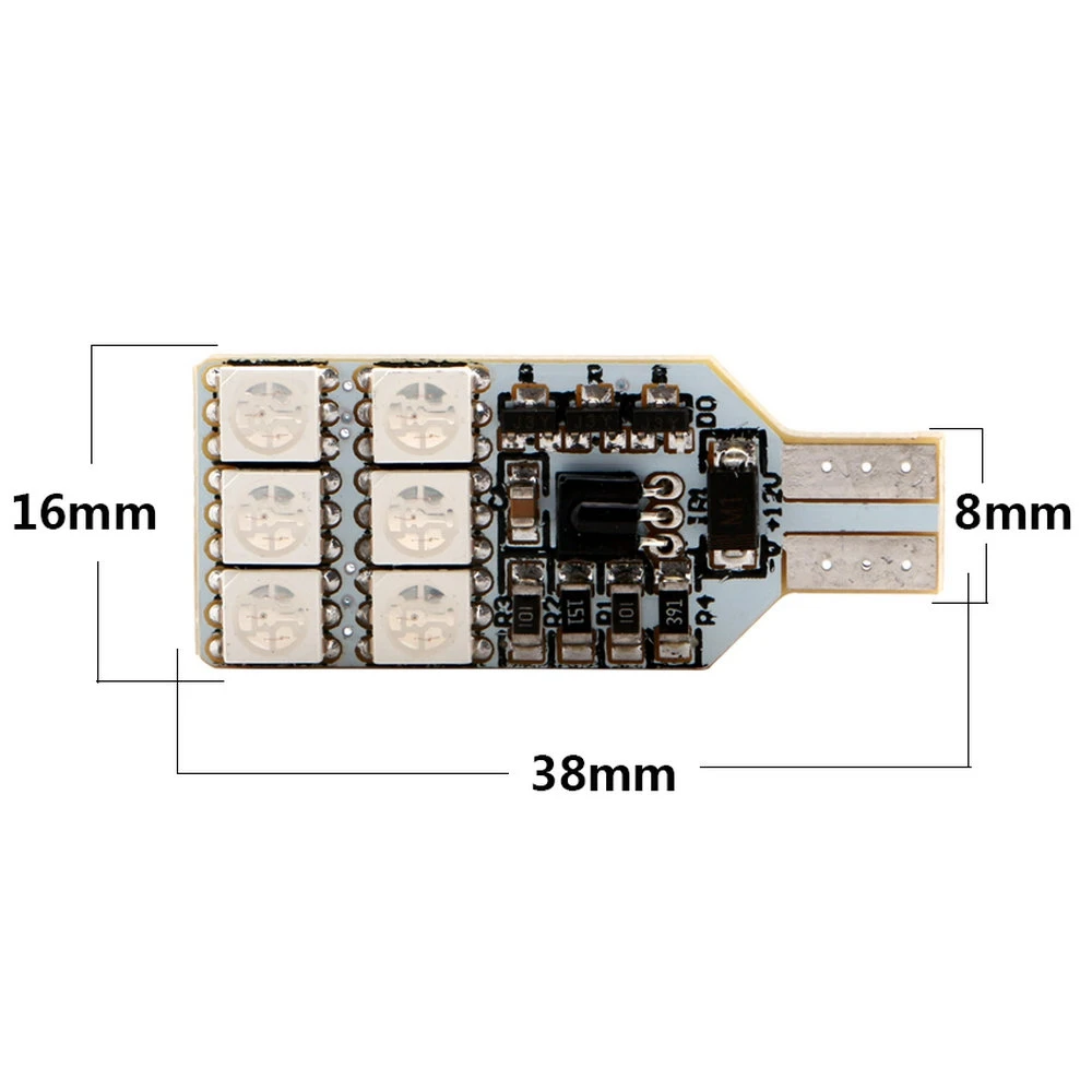 2x5050 SMD RGB T10 194 168 W5W Автомобильная Лампа для чтения с клиновидным цоколем 6