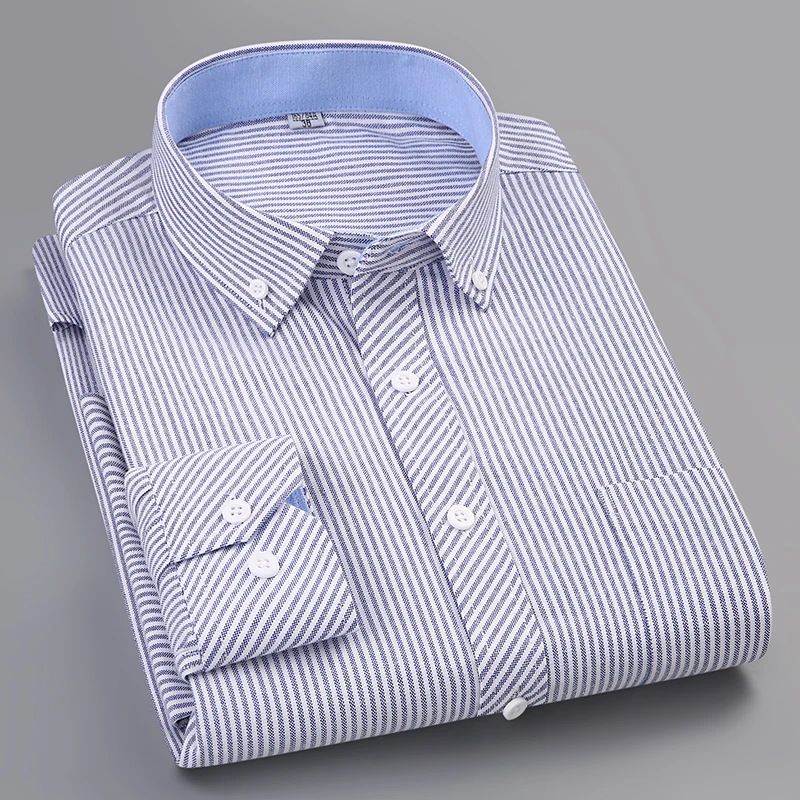 

Liseaven Men Striped Casual Shirts Spring Long Shirt Slim Fit Business Dress Shirt Men's Clothing