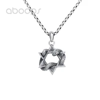 vintage 925 sterling silver star of david snake pendant necklace for men boysfree shipping