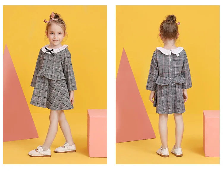 

Girl Plaid Dresses Autumn Kids Cotton Dress Long Sleeve Girl Princess Dress Fashion Girls Clothing Baby Clothes