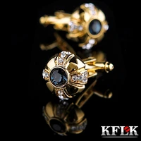 kflk jewelry shirt fashion cufflink for mens brand crystal cuff link male luxury wedding button gold high quality guests