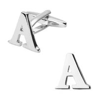 fashionable man shirt cuff links glossy silvery letter a cufflinks english letters cufflinks 5 on packingfree shipping