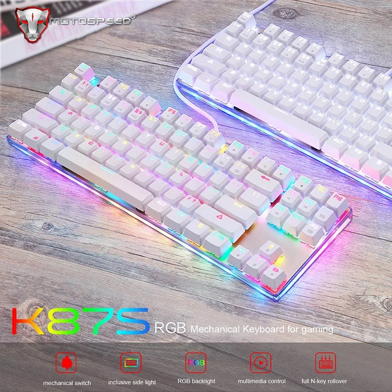 Motospeed k87s синий переключатель программируемый профессиональных механическая