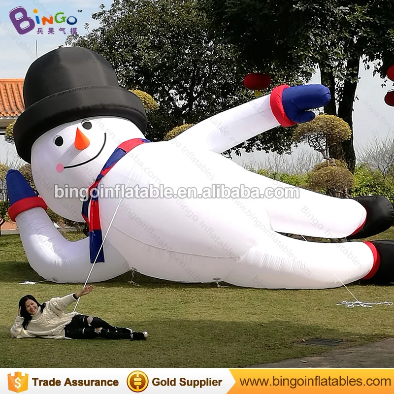

Free shipping Christmas Lying down type Inflatable Snowman Model Outdoor Decorative 6M long blow up Snowman Replicas Toys